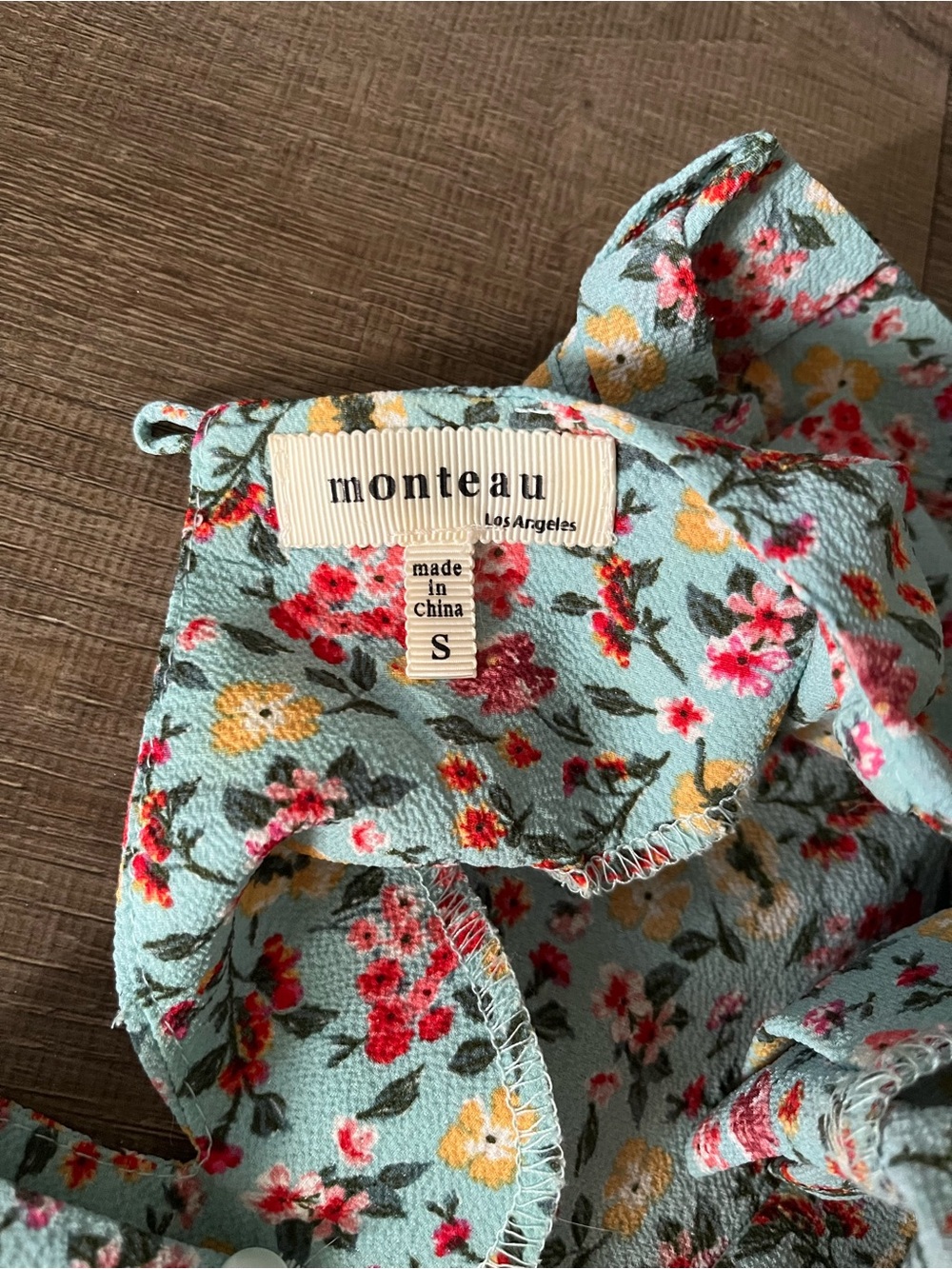 Monteau Light Blue Floral Short Sleeve Top - Picture 2 of 2